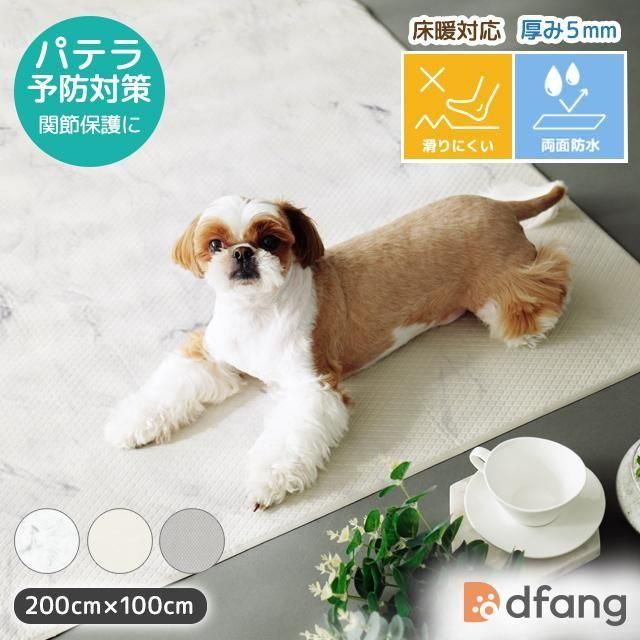 dfang ディパン【ペットプレイマット／厚み5mm／ラグタイプ(200cm×100cm）】3色柄 両面防水 滑りにくい パテラ予防対策 関節保護